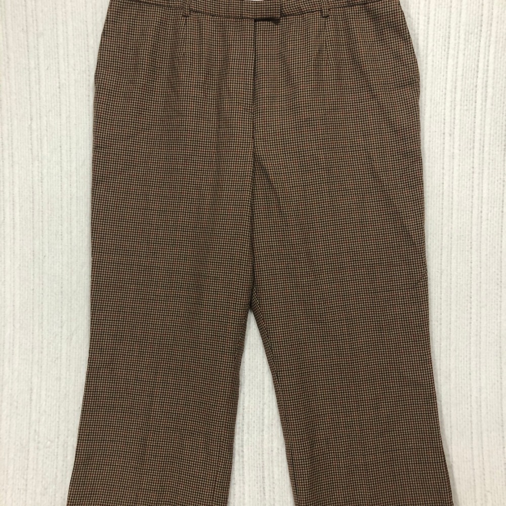 Pendleton Petite Houndstooth Wool Pants Brown Red Academia Career Trousers 18P